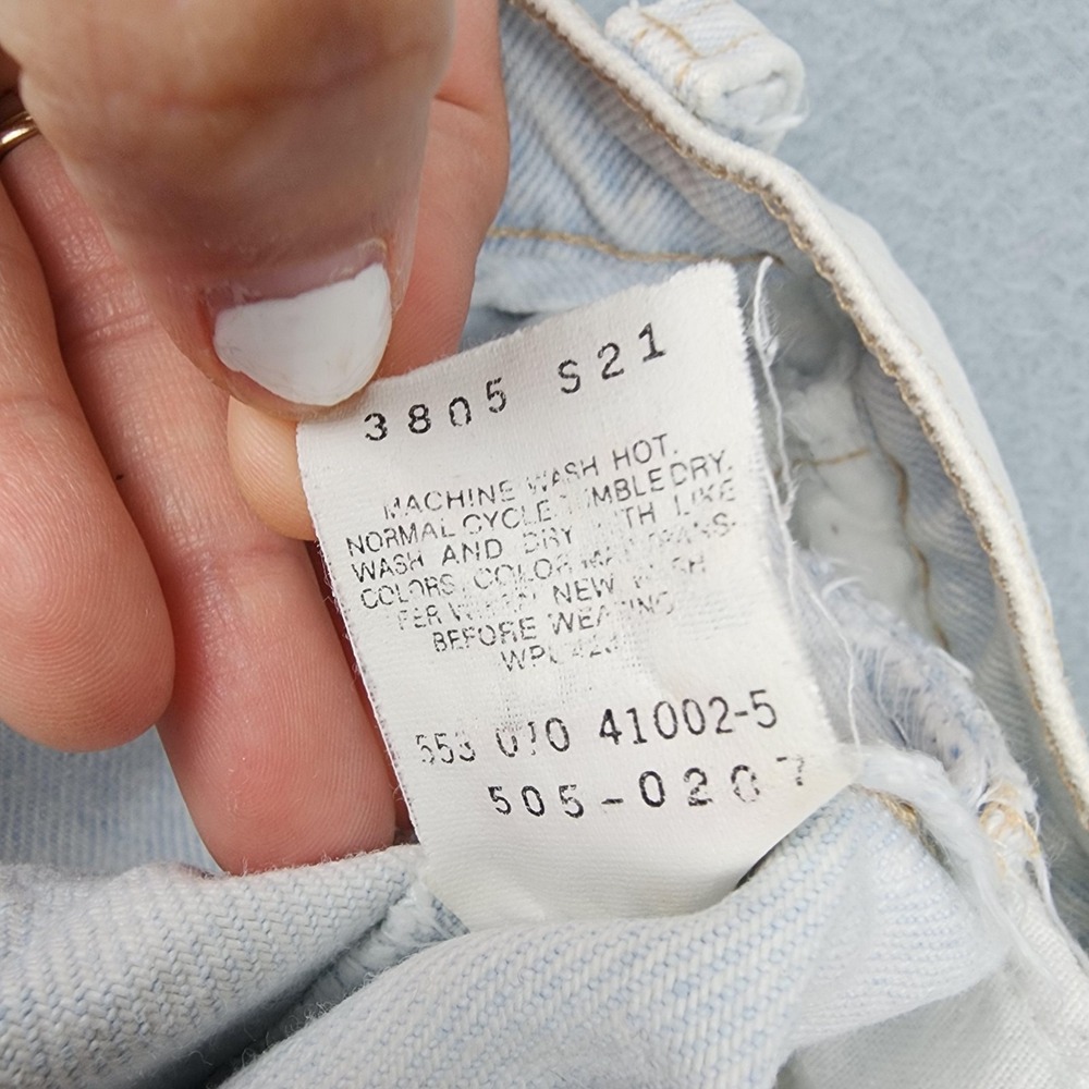 Vintage Levis 505 Jeans Men 32x30 (30x29) Light Wash Blue Straight Denim USA 90s - Picture 7 of 15